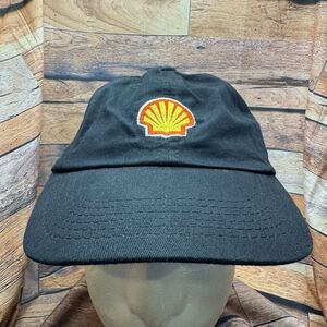 Shell Embroidered Logo Baseball Cap Hat Black Adjustable Strapback Oil Gas Lion